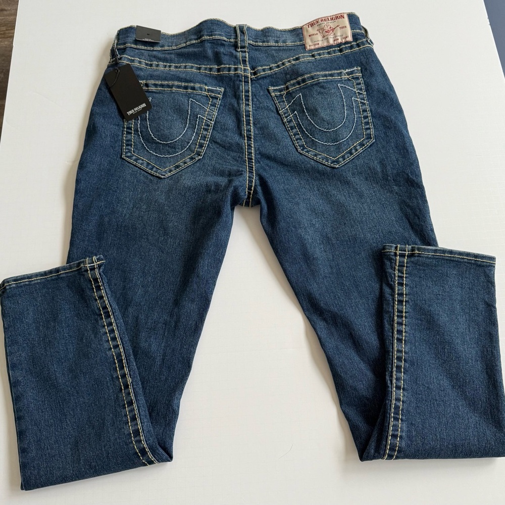 True Religion Jeans Rocco Big T Skinny Medium Abyss Wash 36 x 32 Blue MSRP $199
